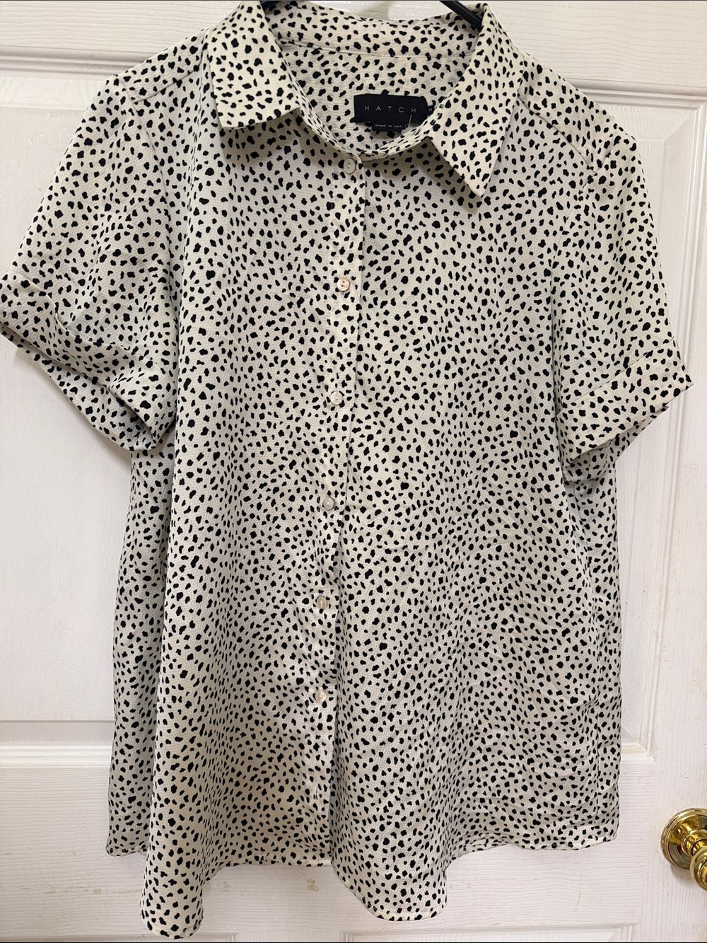 Hatch The Savannah top Medium White Black Spotted Maternity/Nursing Blouse